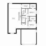 Plan 288-0084 floor plan layout with family room and three bedrooms