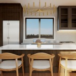 Plan 580-1362 kitchen with island, large windows, and modern fixtures