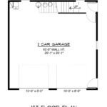 Plan 580-1364 two-car garage layout with stairs and wall height noted