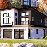 Plan 580-1364 front view with modern design and large windows