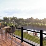 Plan 580-1364 rear view of deck overlooking scenic landscape