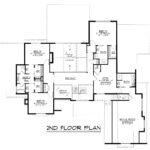 Plan 580-1366 upper level floor plan with four bedrooms and bonus room