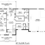 Plan 580-1372 first floor layout with kitchen, living room, and garage