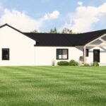 Plan 580-1372 Front view with porch and gable roof design