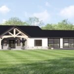 Plan 580-1370 Front view with gable roof and large windows