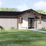 Plan 580-1373 Front view with gable roof and stone accents