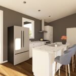 Plan 580-1373 kitchen with island and modern appliances