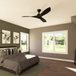 Plan 580-1374 primary bedroom with large windows and modern decor