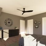 Plan 580-1374 primary bedroom with large windows and modern decor