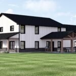 Plan 580-1374 Front view with porch and gable roof design