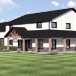 Plan 580-1374 Front view with gable roof and large porch